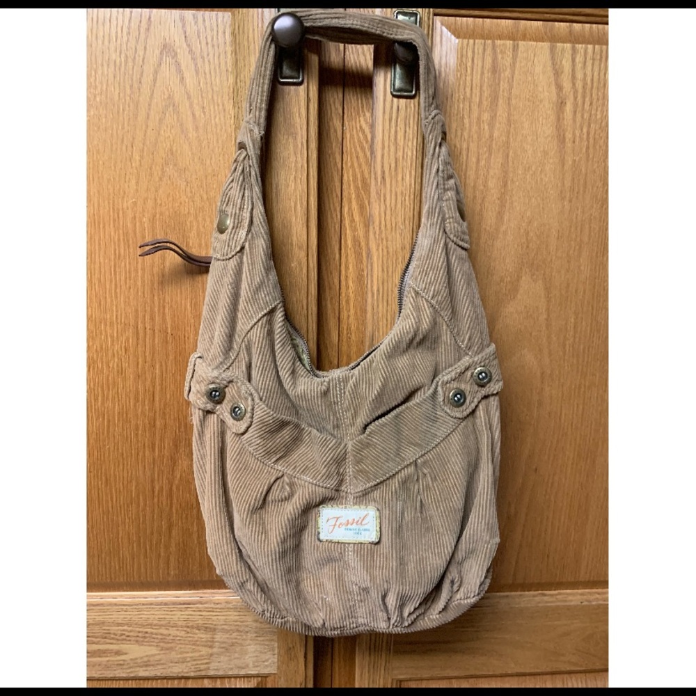 Fossil Tan Corduroy Hobo/ Shoulder Bag